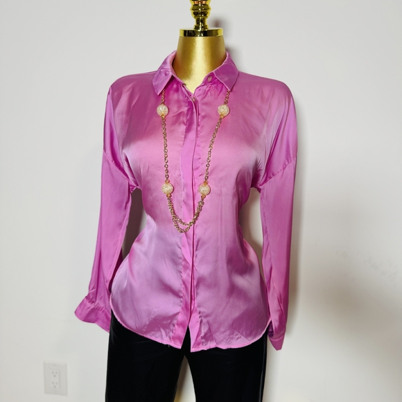 Zara Tops - Zara Pink Long Sleeve Fitted Button Down Shirt